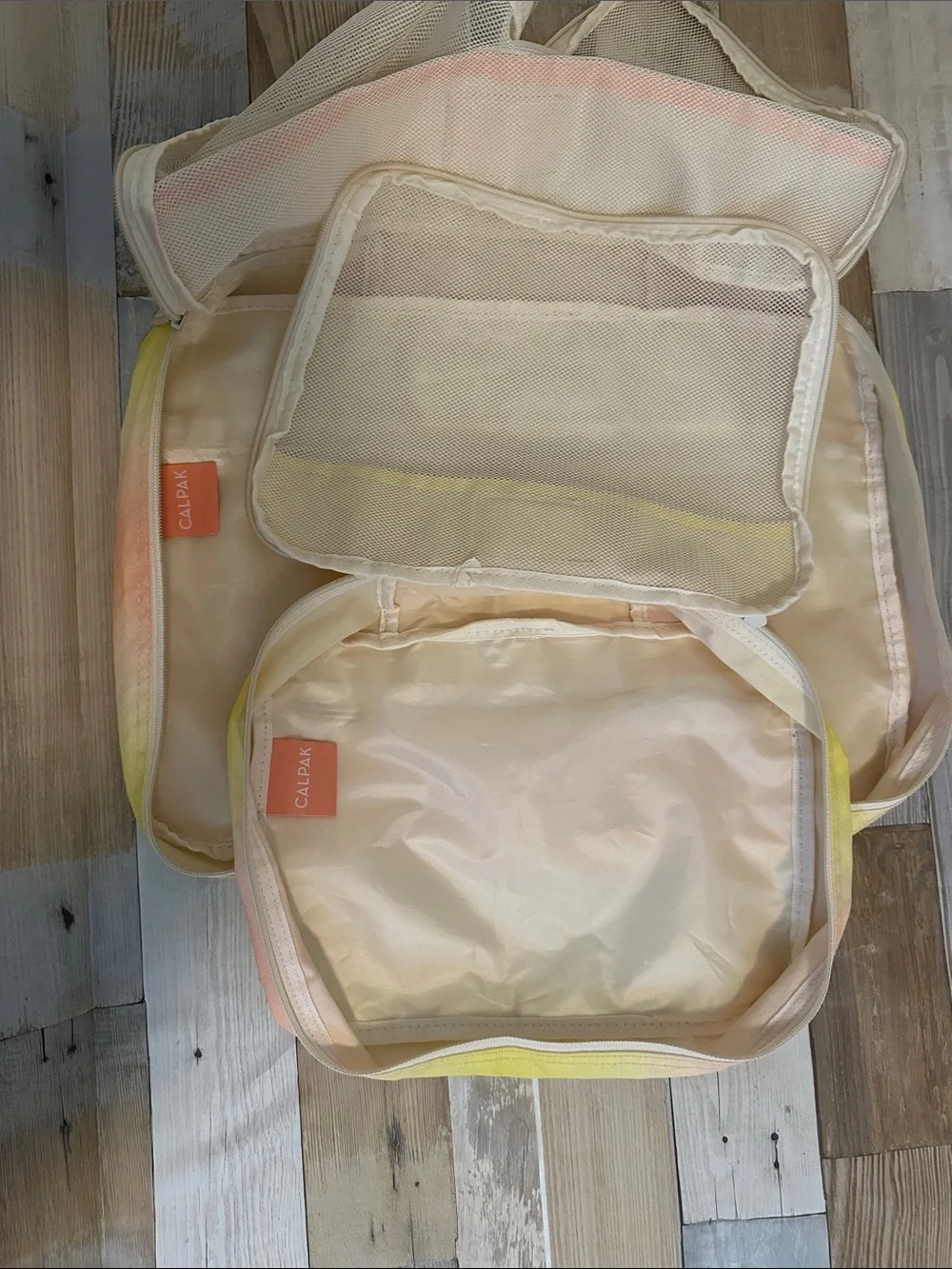 CALPAK Set of 2 Travel Packing Cubes in Yellow & Peach Ombre